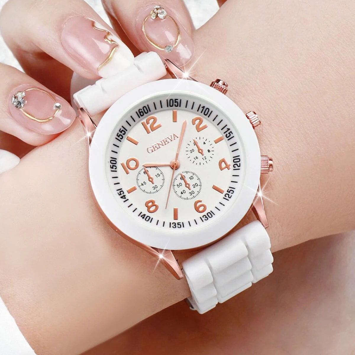 5PCS Women's Watches Fashion Roma Dial Leather Band Quartz Watch Ladies Silicone Band Wristwatch Reloj Mujer(Without Box)