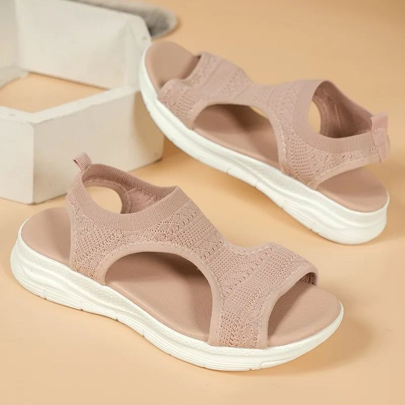 Women's Shoes Summer Comfortable Casual Sports Sandals Women's Beach Wedge Sandals Women's Mesh Knitted Roman Sandals