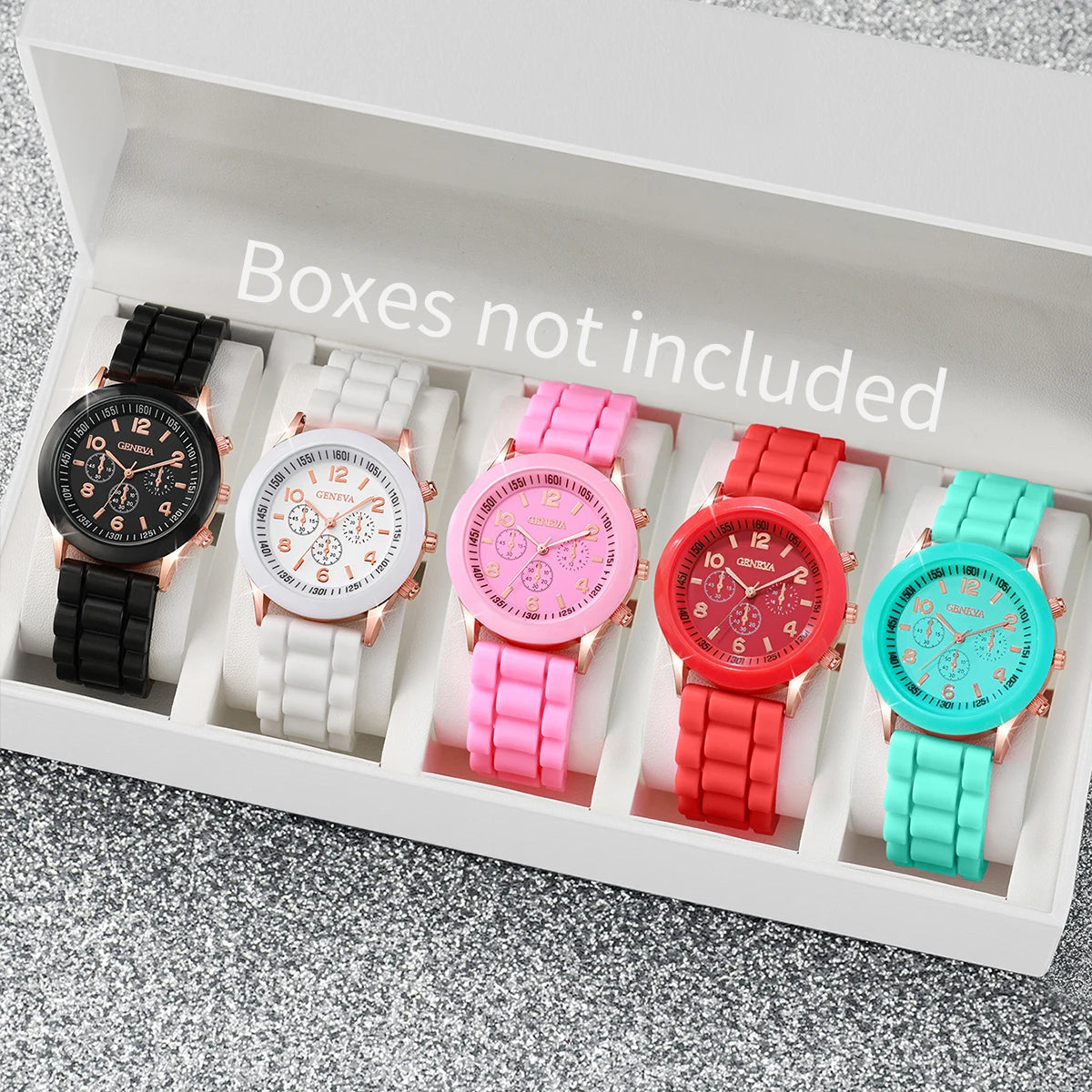 5PCS Women's Watches Fashion Roma Dial Leather Band Quartz Watch Ladies Silicone Band Wristwatch Reloj Mujer(Without Box)