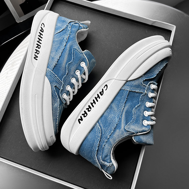 Men'S Casual Street Style Running Shoes - Comfortable Low-Top Design with Lace-Up Closure, Faux & Fabric Upper, PVC Sole, Ideal for Outdoor Sports and Casual Attir