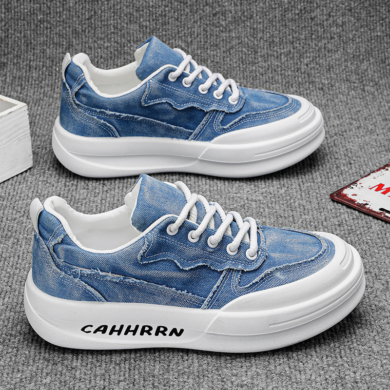 Men'S Casual Street Style Running Shoes - Comfortable Low-Top Design with Lace-Up Closure, Faux & Fabric Upper, PVC Sole, Ideal for Outdoor Sports and Casual Attir