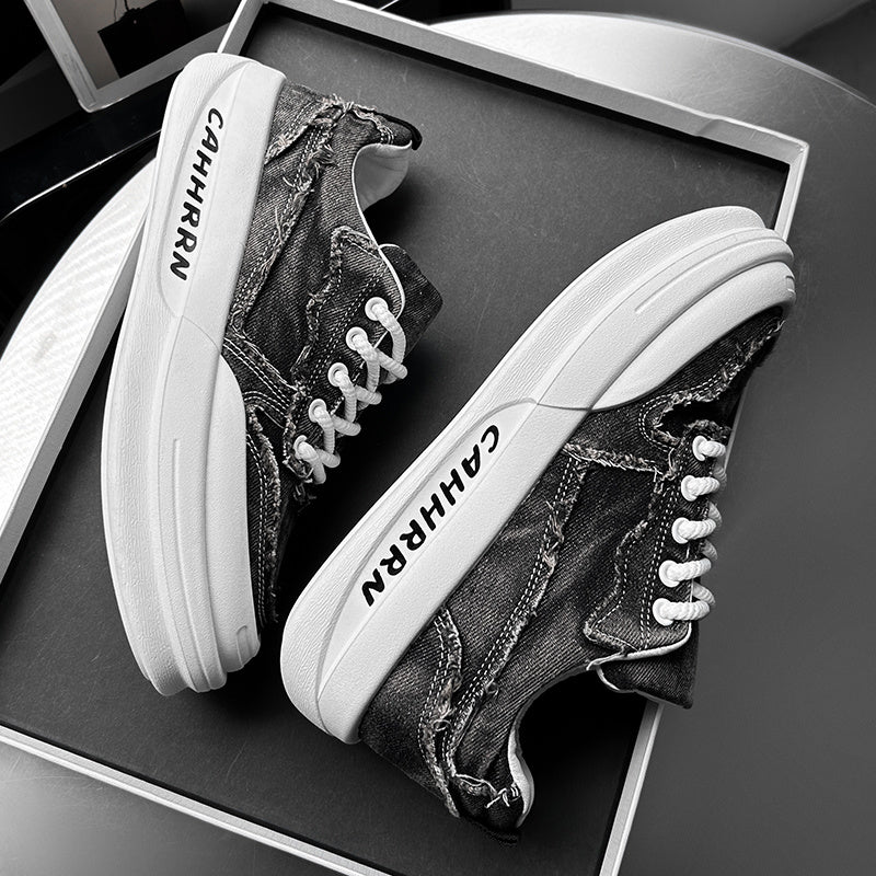 Men'S Casual Street Style Running Shoes - Comfortable Low-Top Design with Lace-Up Closure, Faux & Fabric Upper, PVC Sole, Ideal for Outdoor Sports and Casual Attir