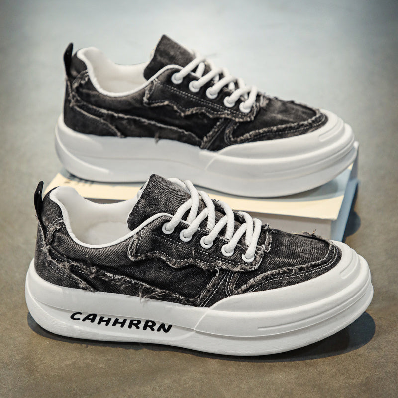 Men'S Casual Street Style Running Shoes - Comfortable Low-Top Design with Lace-Up Closure, Faux & Fabric Upper, PVC Sole, Ideal for Outdoor Sports and Casual Attir