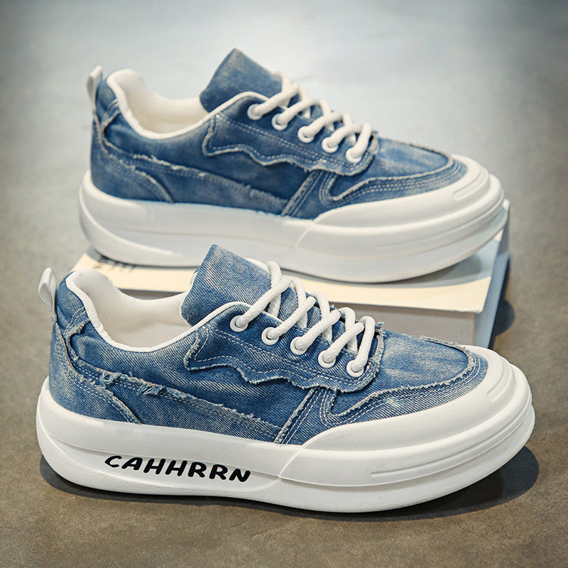 Men'S Casual Street Style Running Shoes - Comfortable Low-Top Design with Lace-Up Closure, Faux & Fabric Upper, PVC Sole, Ideal for Outdoor Sports and Casual Attir