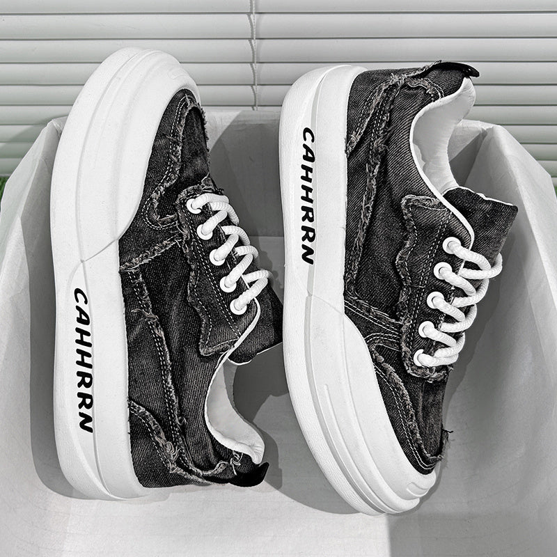 Men'S Casual Street Style Running Shoes - Comfortable Low-Top Design with Lace-Up Closure, Faux & Fabric Upper, PVC Sole, Ideal for Outdoor Sports and Casual Attir