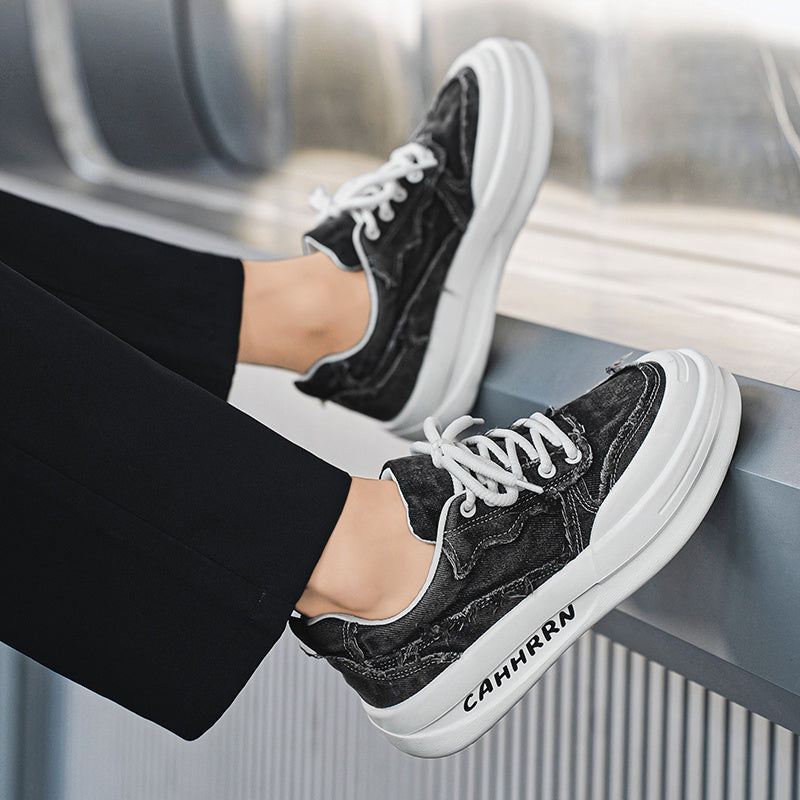 Men'S Casual Street Style Running Shoes - Comfortable Low-Top Design with Lace-Up Closure, Faux & Fabric Upper, PVC Sole, Ideal for Outdoor Sports and Casual Attir