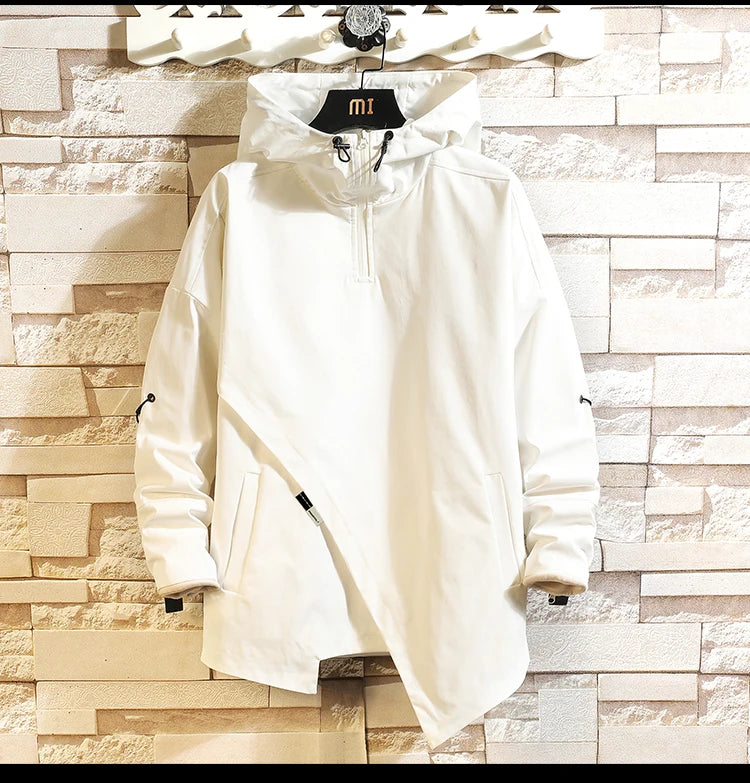 Men Windbreaker Hooded Cargo Jacket Mens Autum Winter Pocket  Jacket Male Casual Streetwear Jacket Coats Gothic