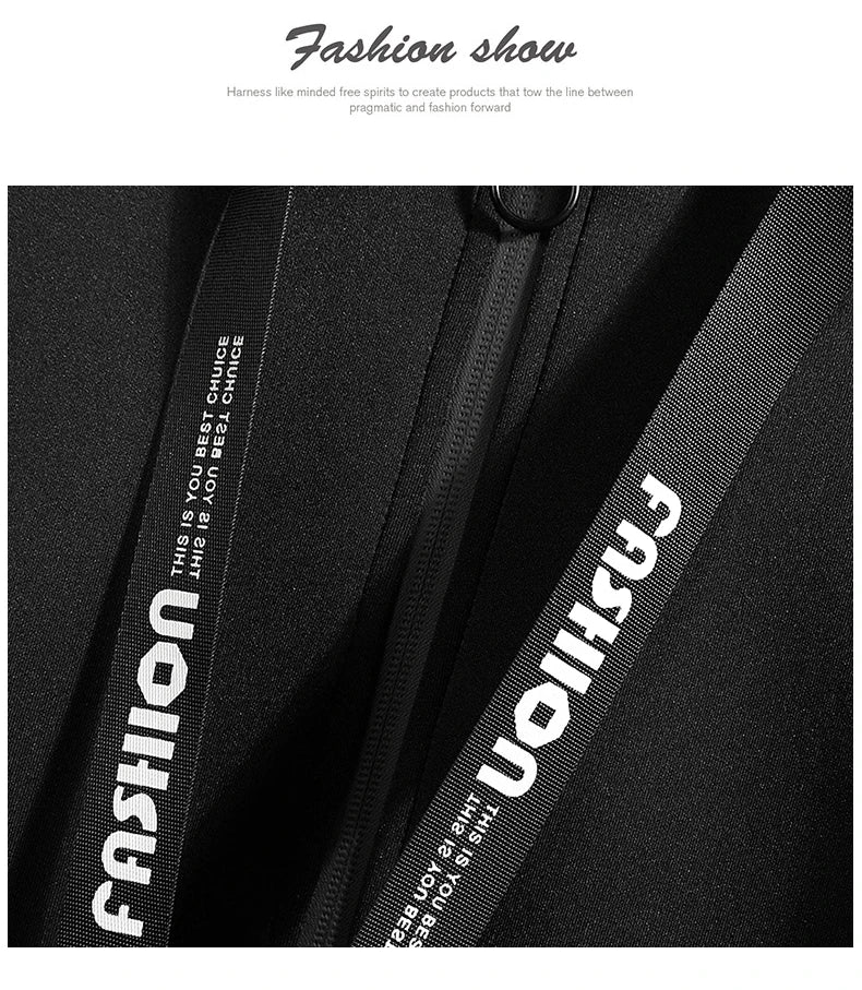 New Men Streetwear Black Jackets And Coats M-5XL