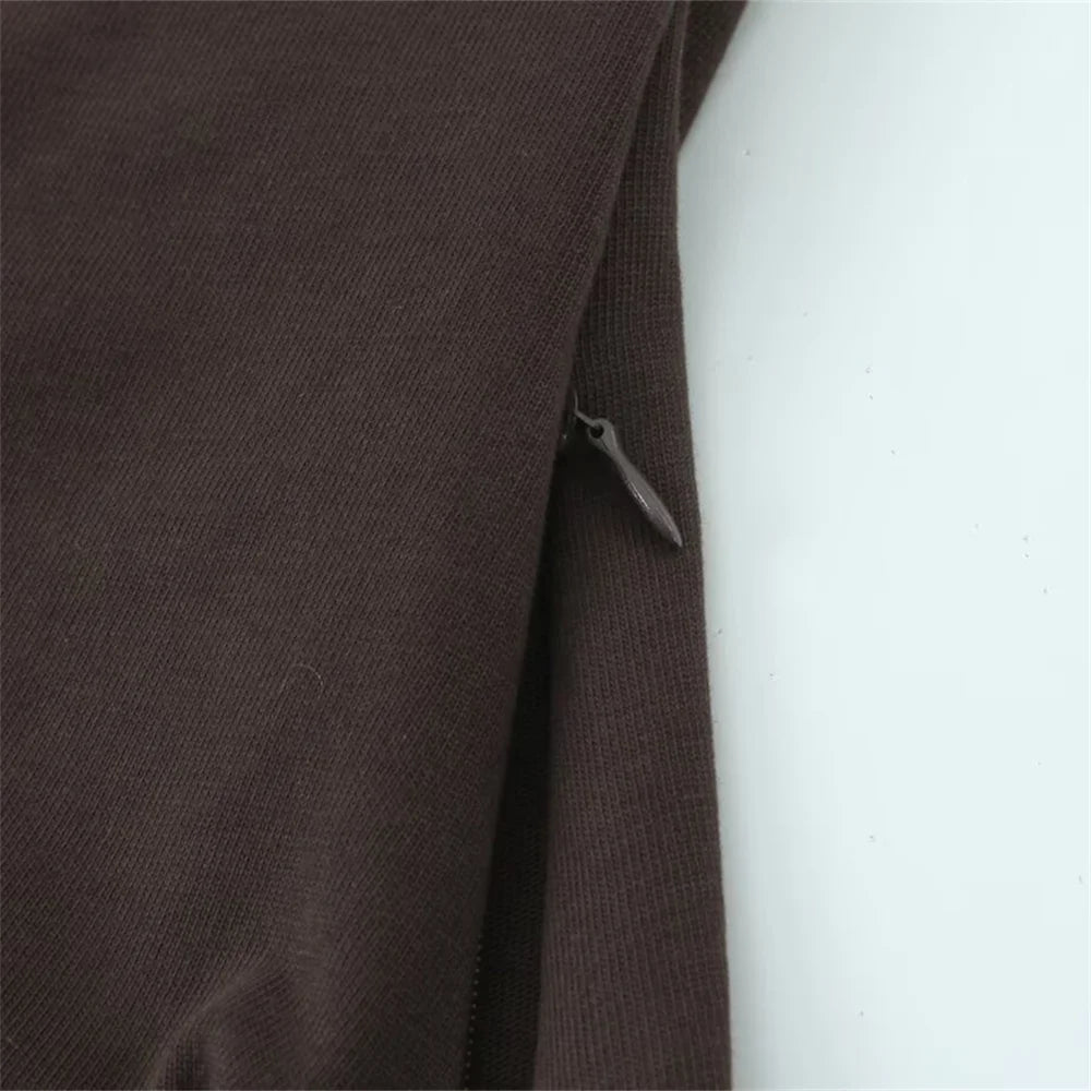 UNIZERA Women's Tri Color Side Folded Decorative T-shirt Round Neck Long Sleeve Spring/Summer New Casual Women's Clothing