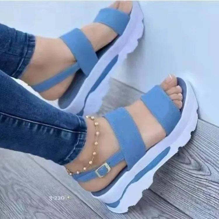Women Summer Sandals Buckle Strap Open Toe Thick Bottom Punk Ladies Casual Flats Beach Shoes Sandalias