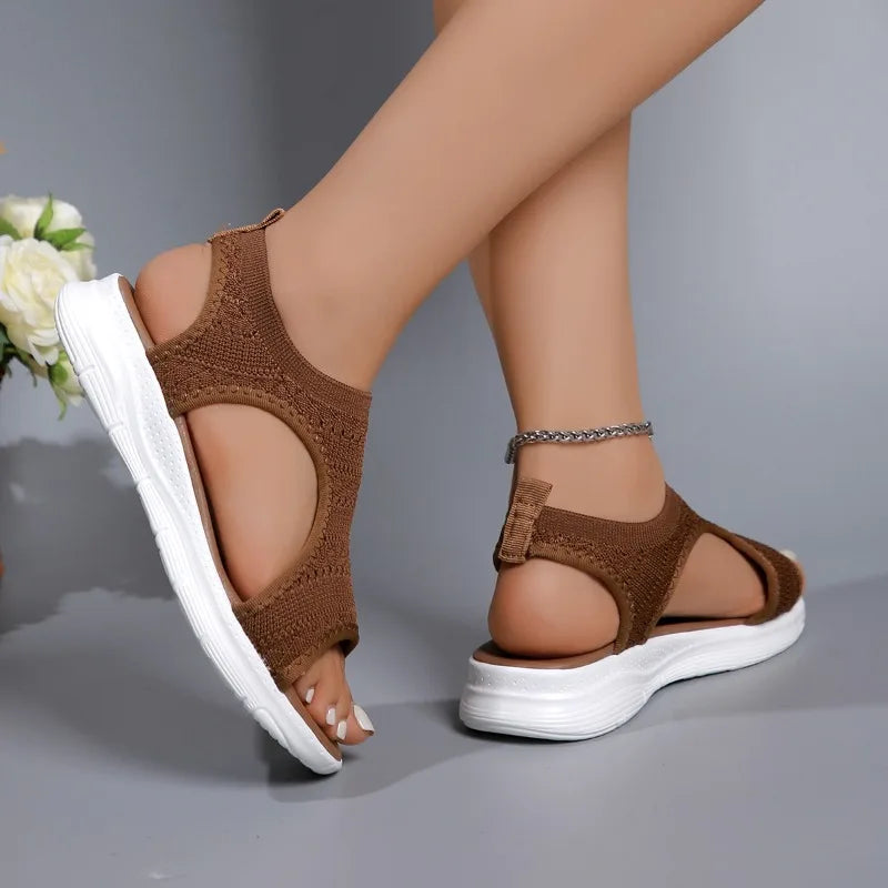 Women's Shoes  Summer Comfortable Casual Sports Sandals Women's Beach Wedge Sandals Women's Mesh Knitted Roman Sandals