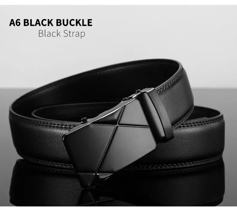 Men Leather Belt Metal Automatic Buckle Brand High Quality Luxury Belts for Men Famous Work Business Black PU Strap