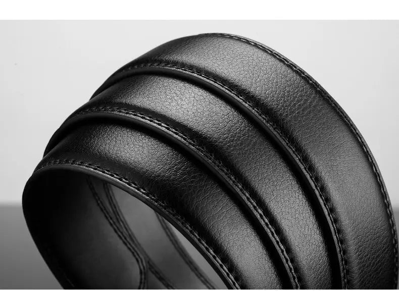 Men Leather Belt Metal Automatic Buckle Brand High Quality Luxury Belts for Men Famous Work Business Black PU Strap