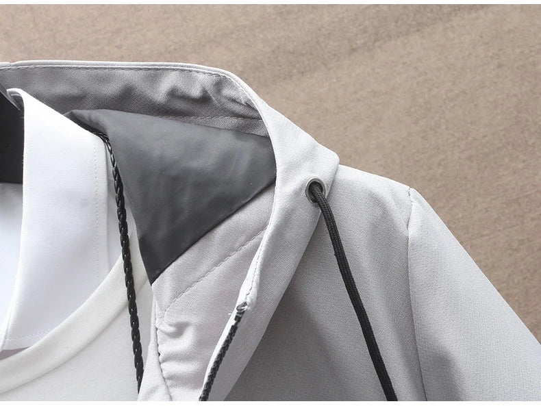 Outdoor Casual Jacket For Men Solid Color Long Windproof Hooded Coat High Quality Design Hot Casual Jacket For Men