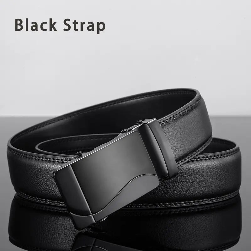 Men Leather Belt Metal Automatic Buckle Brand High Quality Luxury Belts for Men Famous Work Business Black PU Strap