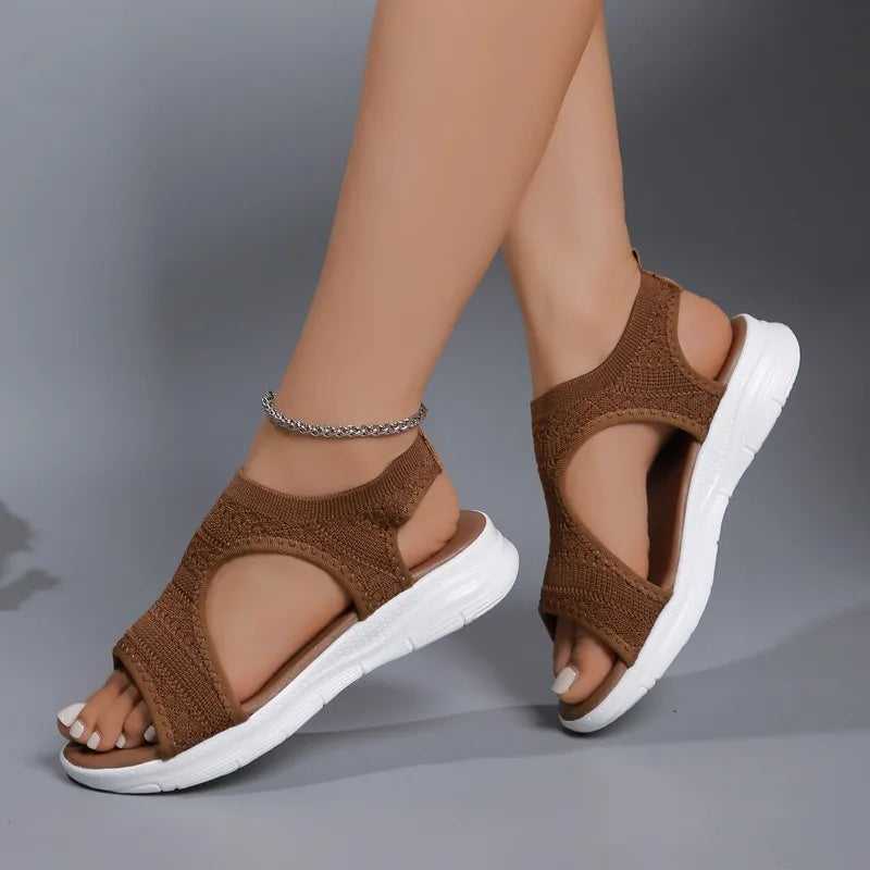 Women's Shoes  Summer Comfortable Casual Sports Sandals Women's Beach Wedge Sandals Women's Mesh Knitted Roman Sandals