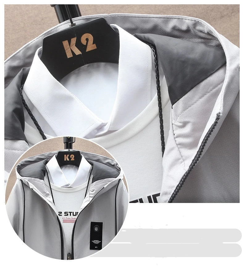 Outdoor Casual Jacket For Men Solid Color Long Windproof Hooded Coat High Quality Design Hot Casual Jacket For Men