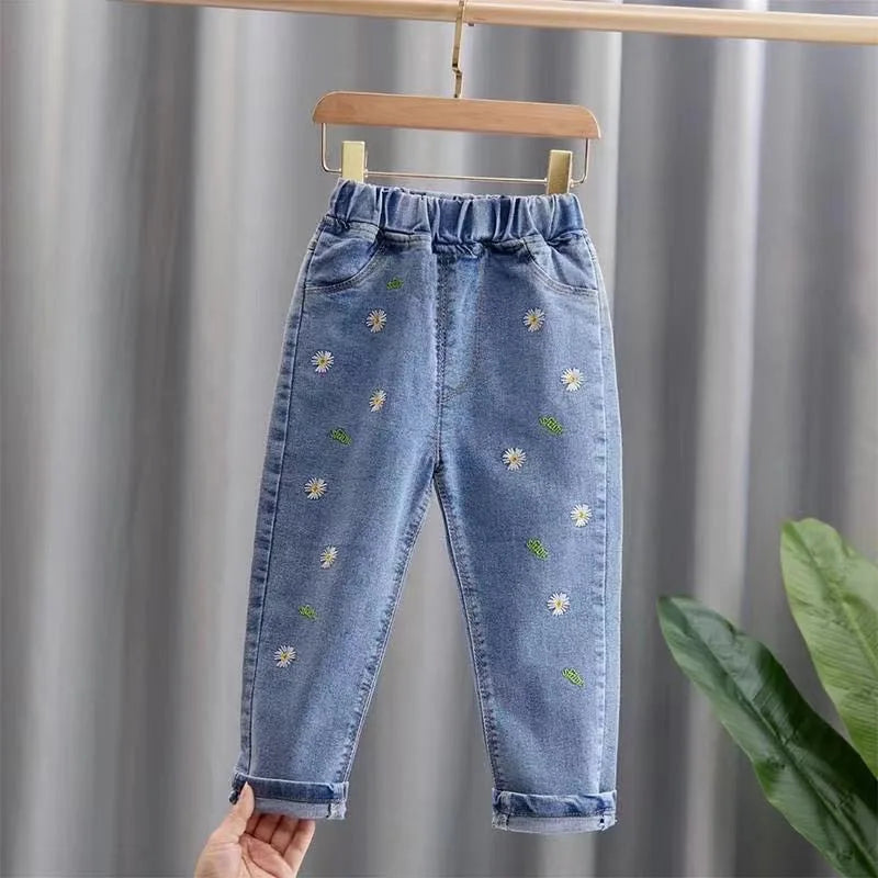 Kids Baby Girls Casual Clothes Jeans Trousers Toddler Infant  Clothing Pants Children Bottoms 1 2 3 4 5 6 7 Years