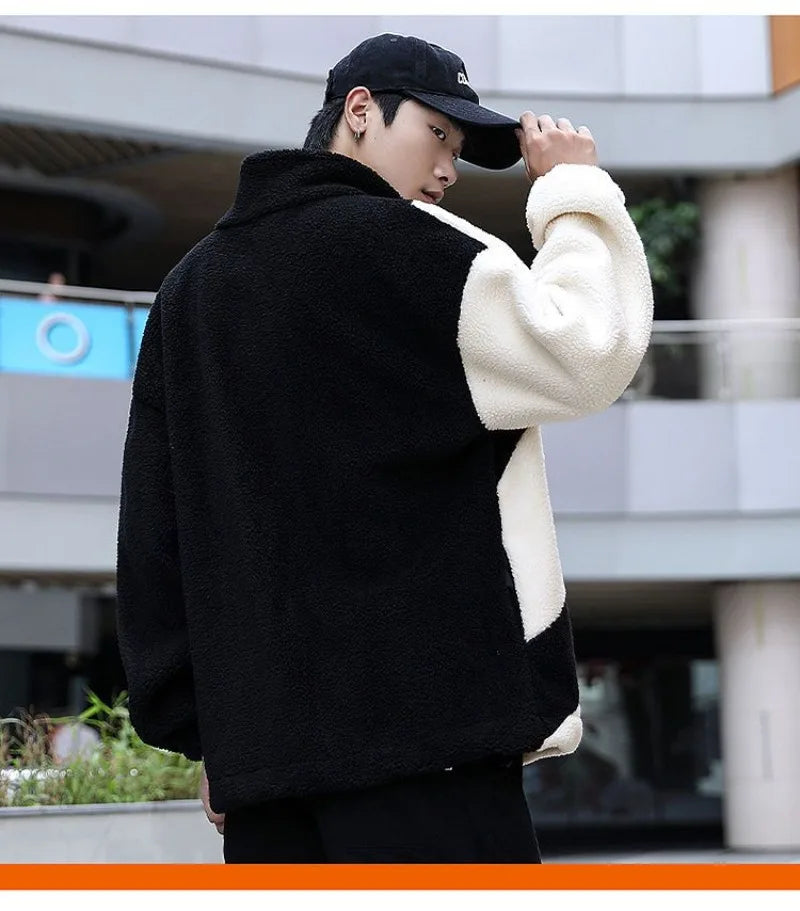 Jacket Male Gothic Hip-hop Trend Couple Coral High Quality Loose Casual Cotton-padded Jacket Coat