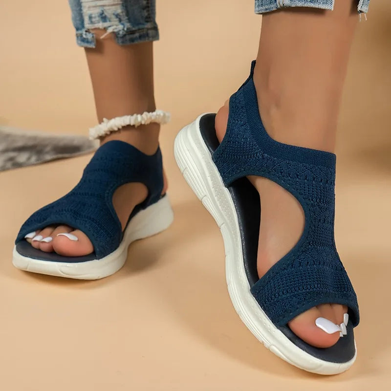 Women's Shoes  Summer Comfortable Casual Sports Sandals Women's Beach Wedge Sandals Women's Mesh Knitted Roman Sandals