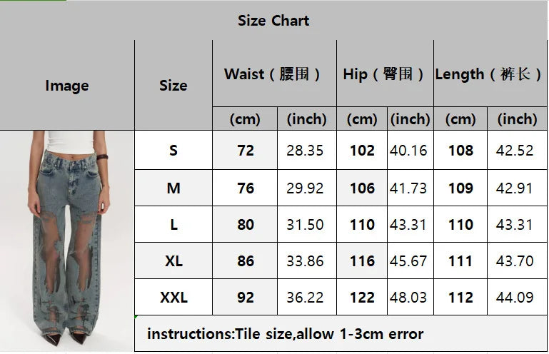 Jeans High Waist Straight Leg Gothic Dark Baggy Pants Trendy Hip Hop Streetwear Trousers