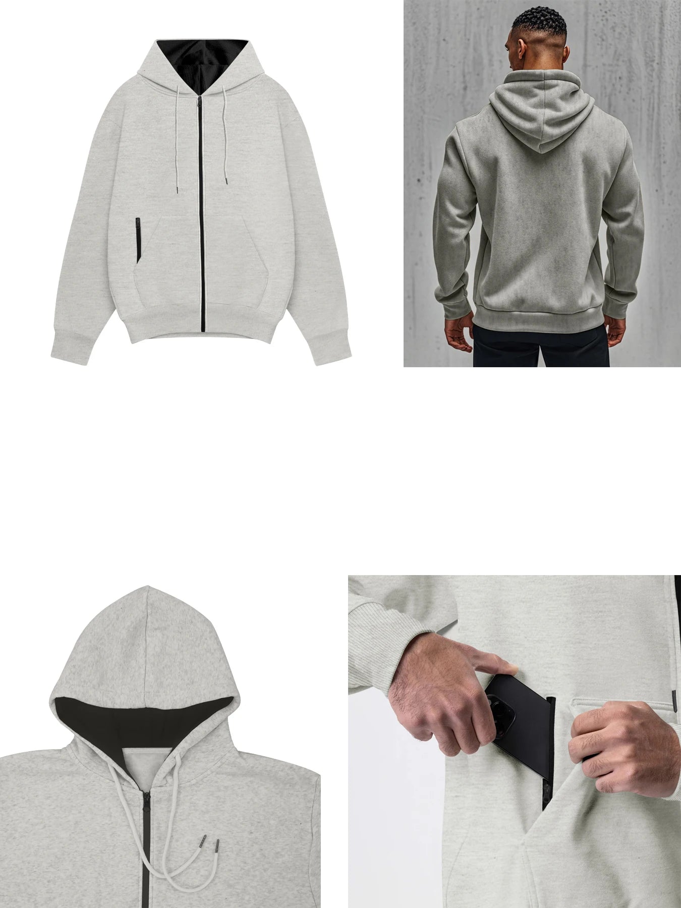 Men's Comfortable Thick Hooded Sweatshirt, Zipper Sports Shirt, Long Sleeved Sweatshirt, Autumn and Winter Season