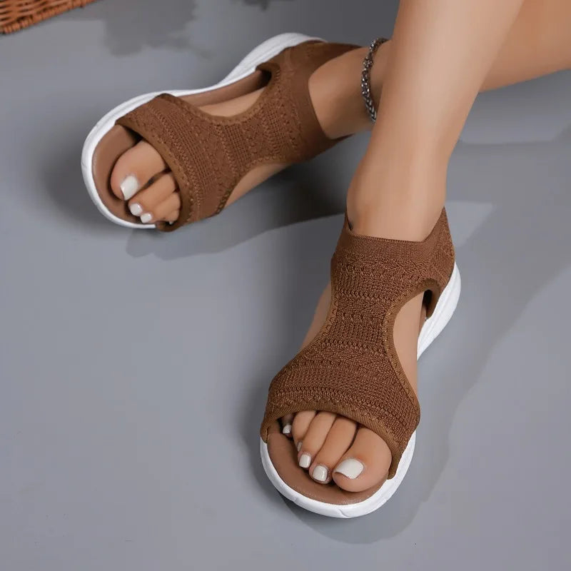 Women's Shoes  Summer Comfortable Casual Sports Sandals Women's Beach Wedge Sandals Women's Mesh Knitted Roman Sandals