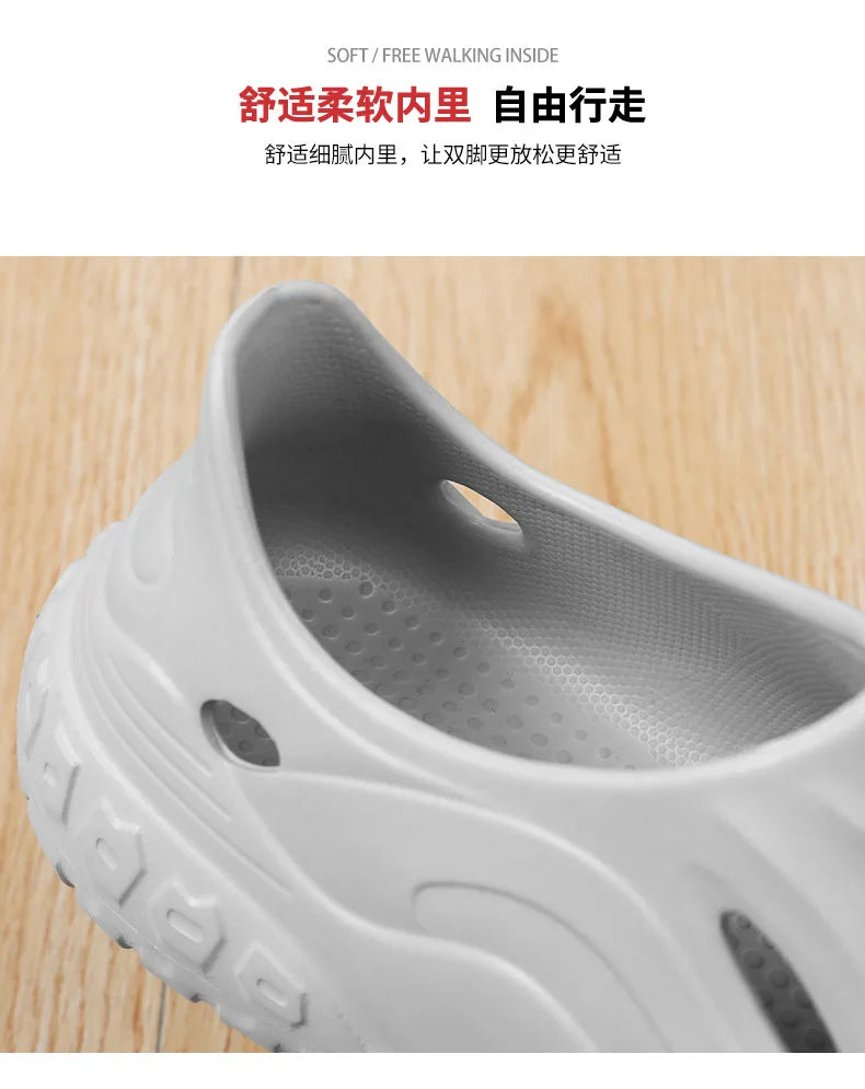 New Men's Summer Slippers Fashion Breathable Hollow Holes Shoes Non-slip Beach Sandals Fashion EVA Platform Garden Shoes