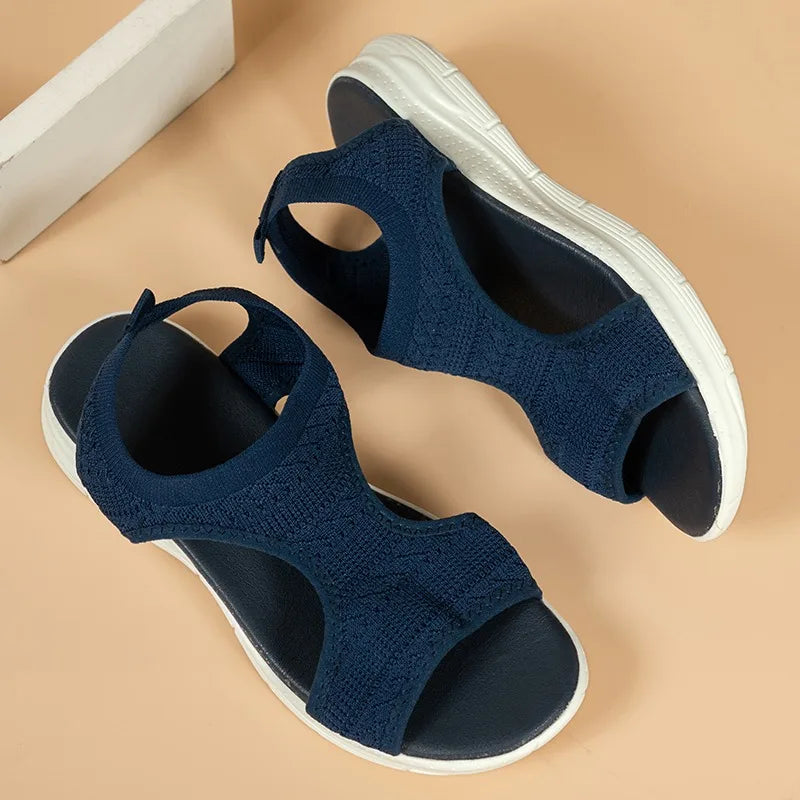 Women's Shoes  Summer Comfortable Casual Sports Sandals Women's Beach Wedge Sandals Women's Mesh Knitted Roman Sandals
