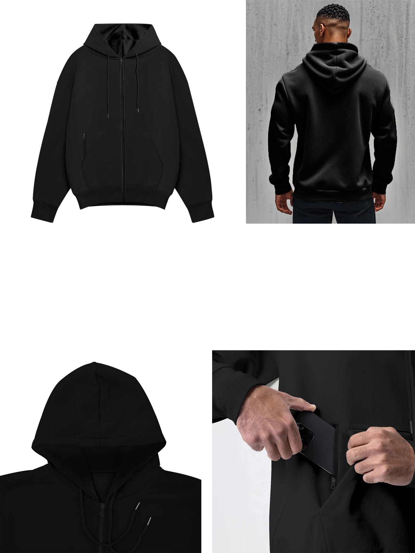 Men's Comfortable Thick Hooded Sweatshirt, Zipper Sports Shirt, Long Sleeved Sweatshirt, Autumn and Winter Season