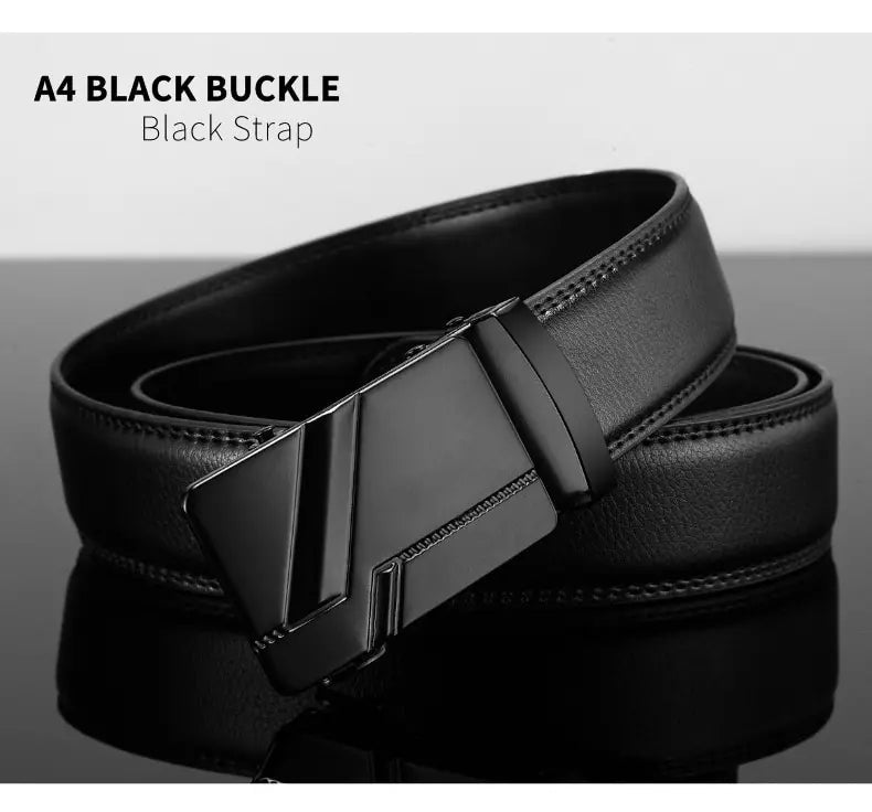 Men Leather Belt Metal Automatic Buckle Brand High Quality Luxury Belts for Men Famous Work Business Black PU Strap