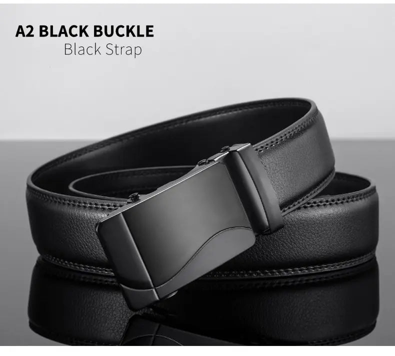 Men Leather Belt Metal Automatic Buckle Brand High Quality Luxury Belts for Men Famous Work Business Black PU Strap