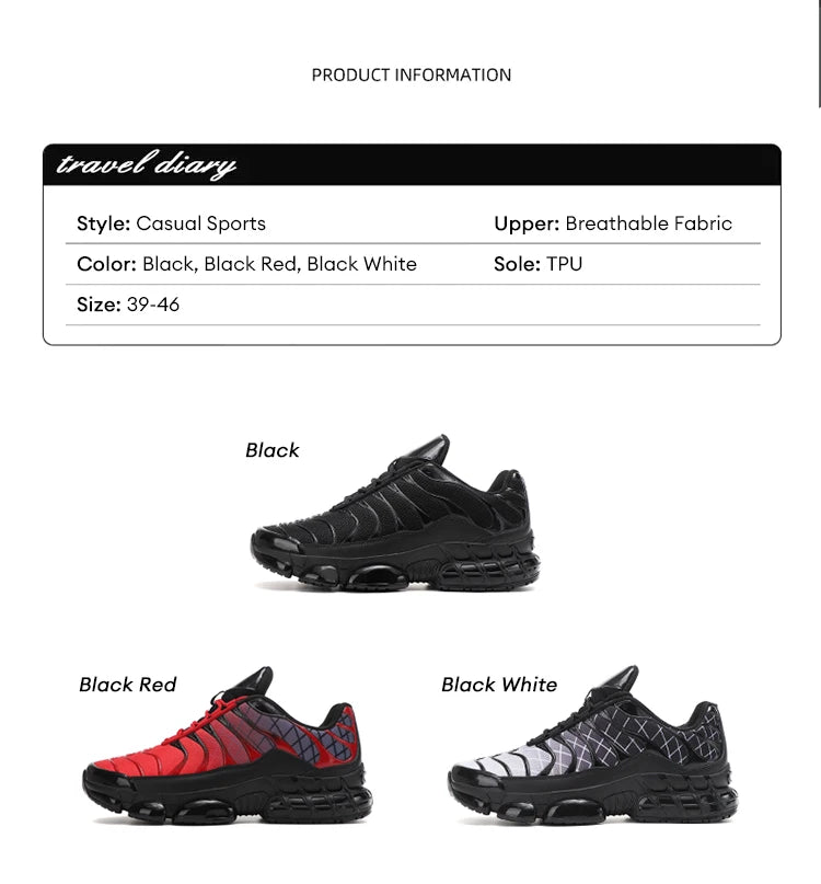 Men's Breathable Fashion Casual Shoes Male Outdoor Sports Sneakers with Air Cushion Soft Sole Running Shoes