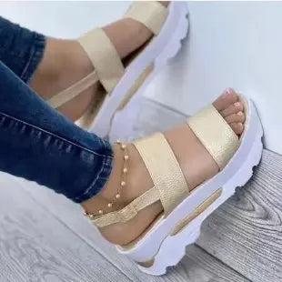 Women Summer Sandals Buckle Strap Open Toe Thick Bottom Punk Ladies Casual Flats Beach Shoes Sandalias