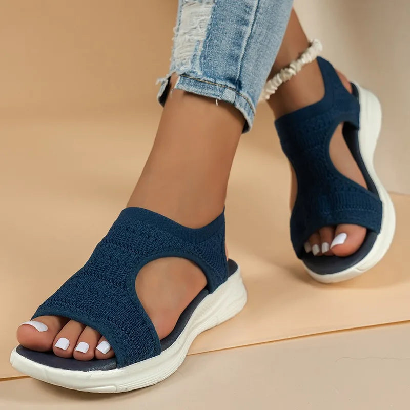 Women's Shoes  Summer Comfortable Casual Sports Sandals Women's Beach Wedge Sandals Women's Mesh Knitted Roman Sandals