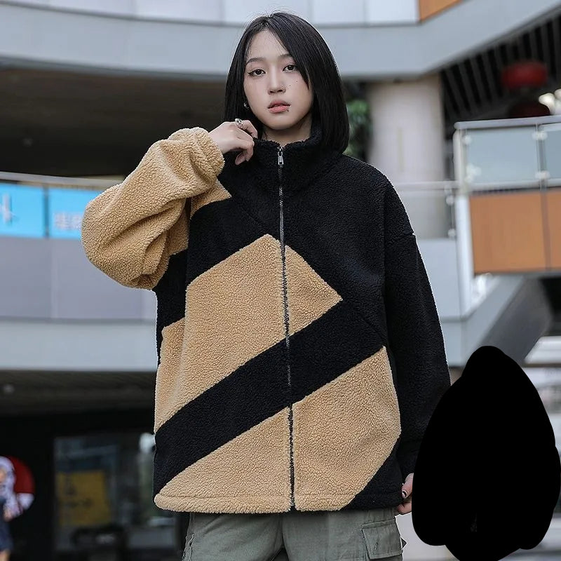 Jacket Male Gothic Hip-hop Trend Couple Coral High Quality Loose Casual Cotton-padded Jacket Coat