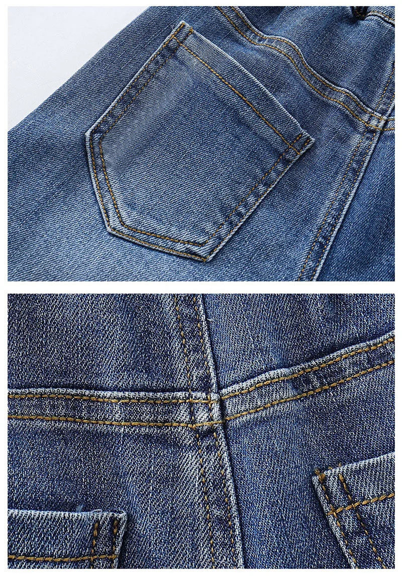 Kid's Jeans 3-9Y Cute Girls Solid Color Loose Wide Leg Pants Childrens Outwear Denim Trousers