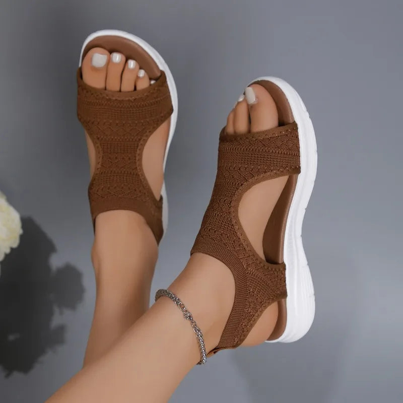 Women's Shoes  Summer Comfortable Casual Sports Sandals Women's Beach Wedge Sandals Women's Mesh Knitted Roman Sandals