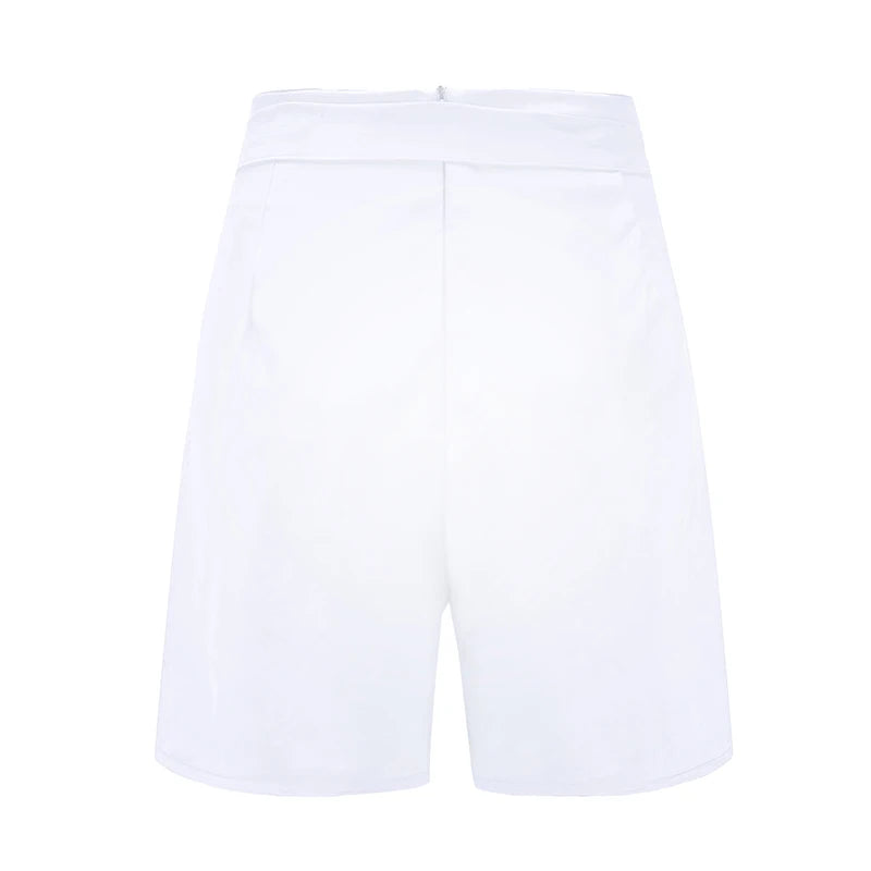 Button Front Shorts Tie Waist Beach Summer High Waist Shorts Women's Clothing