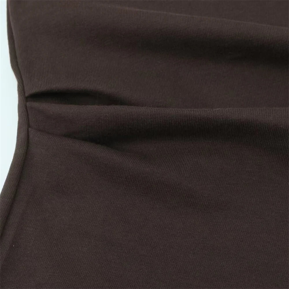 UNIZERA Women's Tri Color Side Folded Decorative T-shirt Round Neck Long Sleeve Spring/Summer New Casual Women's Clothing