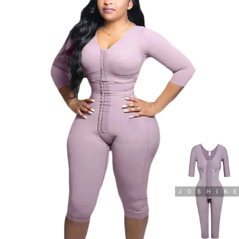 Full Body Support Arm Compression Girdle Women's Shapewear With Built In Bra Corset Slimming Sheath Flat Belly