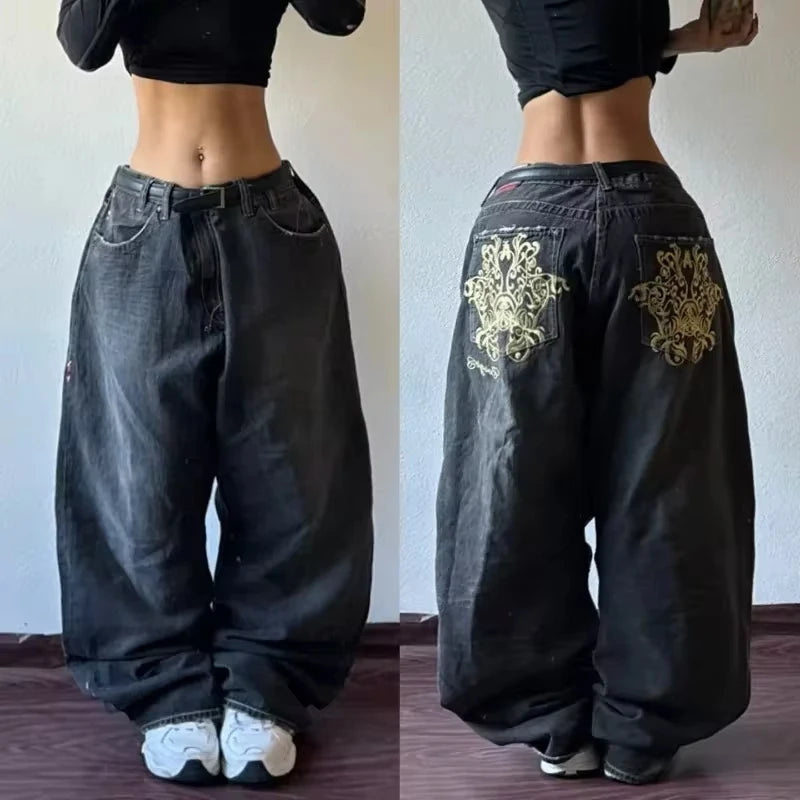 Stitching Multi-pocket Tooling Jeans Women Streetwear Vintage Hip Hop Spice Girls  Pants
