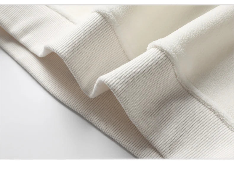 Men's Fashion Thick Hoodie Embroidery Pullover Fleece Lined Men's Winter Clothes Elegant Luxury Brand White Green Pullovers