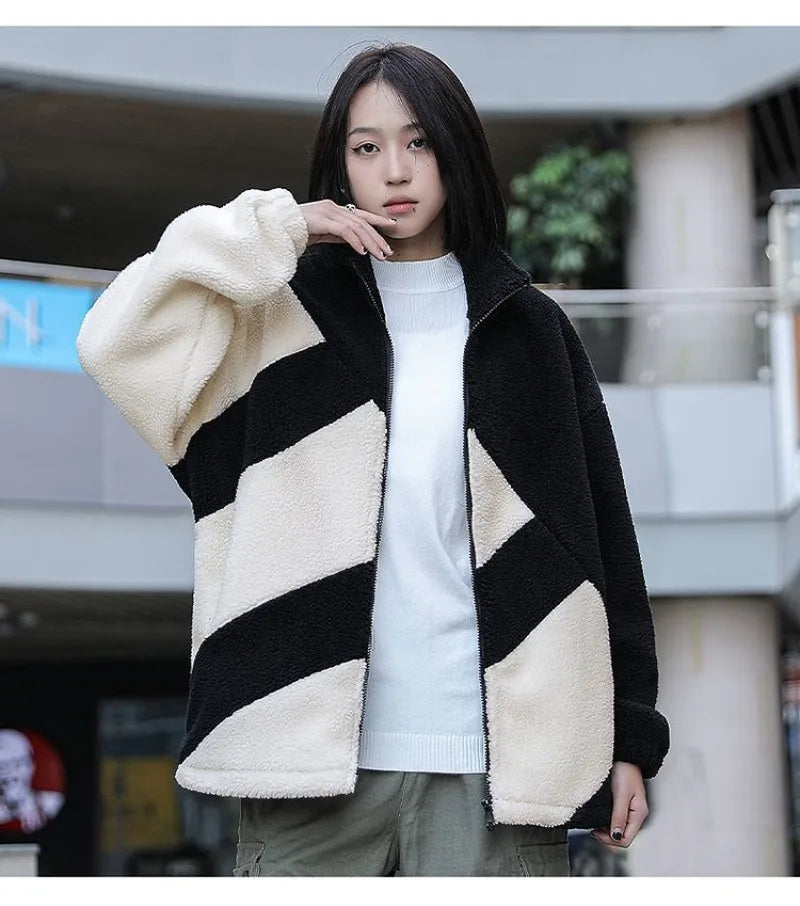 Jacket Male Gothic Hip-hop Trend Couple Coral High Quality Loose Casual Cotton-padded Jacket Coat