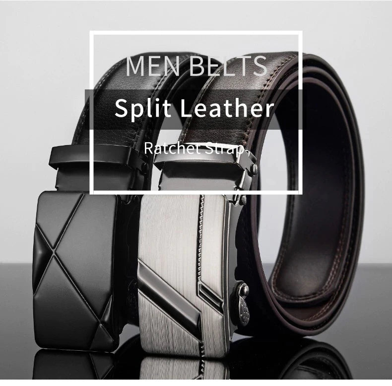 Men Leather Belt Metal Automatic Buckle Brand High Quality Luxury Belts for Men Famous Work Business Black PU Strap