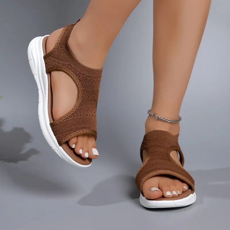 Women's Shoes  Summer Comfortable Casual Sports Sandals Women's Beach Wedge Sandals Women's Mesh Knitted Roman Sandals