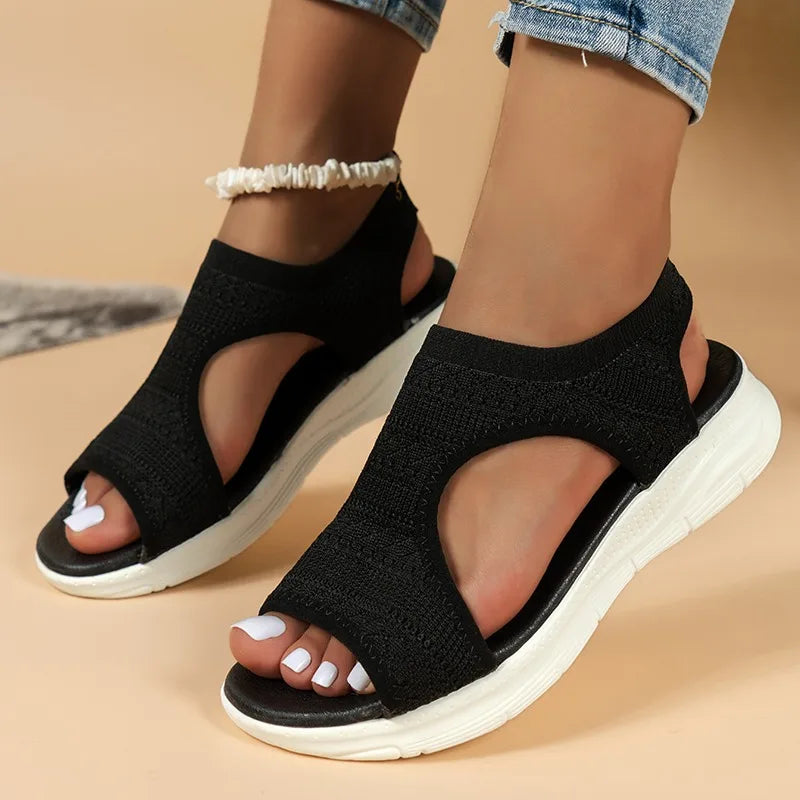 Women's Shoes  Summer Comfortable Casual Sports Sandals Women's Beach Wedge Sandals Women's Mesh Knitted Roman Sandals