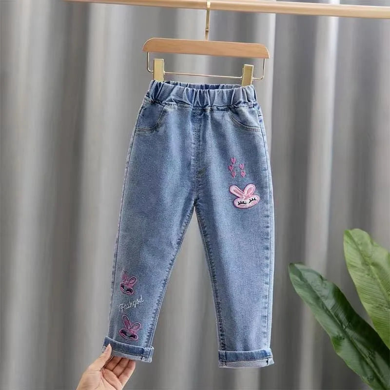 Kids Baby Girls Casual Clothes Jeans Trousers Toddler Infant  Clothing Pants Children Bottoms 1 2 3 4 5 6 7 Years