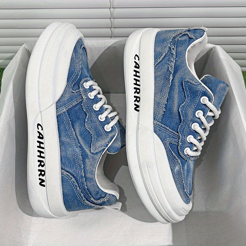 Men'S Casual Street Style Running Shoes - Comfortable Low-Top Design with Lace-Up Closure, Faux & Fabric Upper, PVC Sole, Ideal for Outdoor Sports and Casual Attir