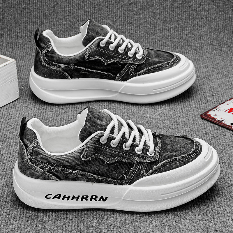 Men'S Casual Street Style Running Shoes - Comfortable Low-Top Design with Lace-Up Closure, Faux & Fabric Upper, PVC Sole, Ideal for Outdoor Sports and Casual Attir